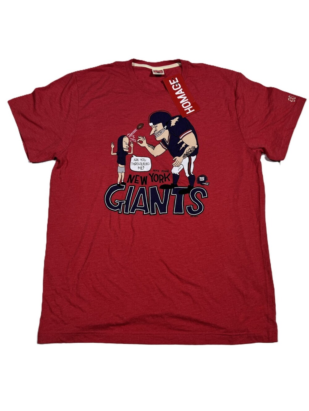 Homage Beavis and Butt-Head Red New York Giants Tri-Blend T-Shirt Adult Size L